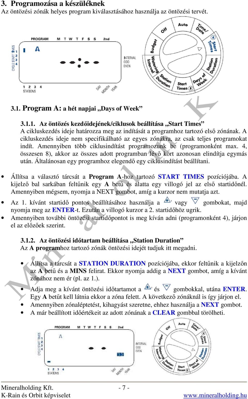 A cikluskezdés ideje nem specifikálható az egyes zónákra, az csak teljes programokat indít. Amennyiben több ciklusindítást programozunk be (programonként max.