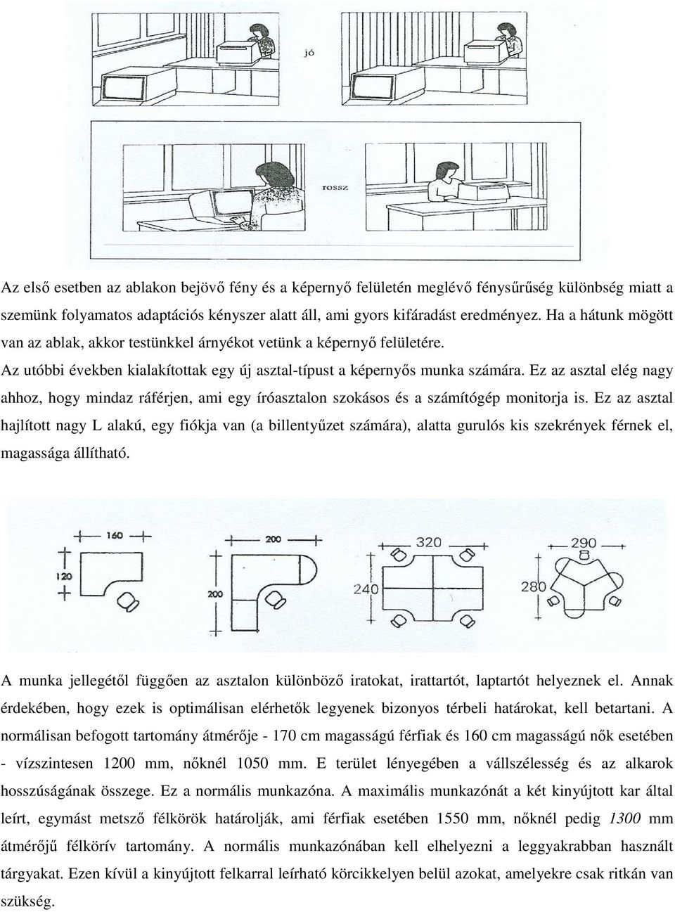 Ez az asztal elég nagy ahhoz, hogy mindaz ráférjen, ami egy íróasztalon szokásos és a számítógép monitorja is.