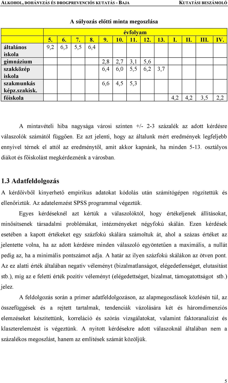 főiskola 4,2 4,2 3,5 2,2 A mintavételi hiba nagysága városi szinten +/- 2-3 százalék az adott kérdésre válaszolók számától függően.