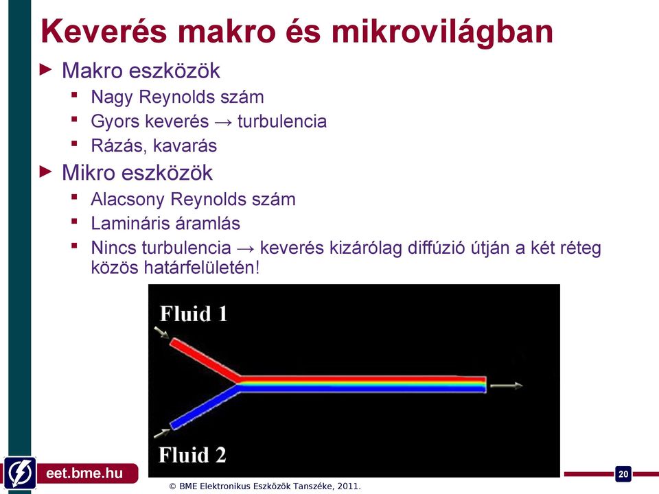 Alacsony Reynolds szám Lamináris áramlás Nincs turbulencia