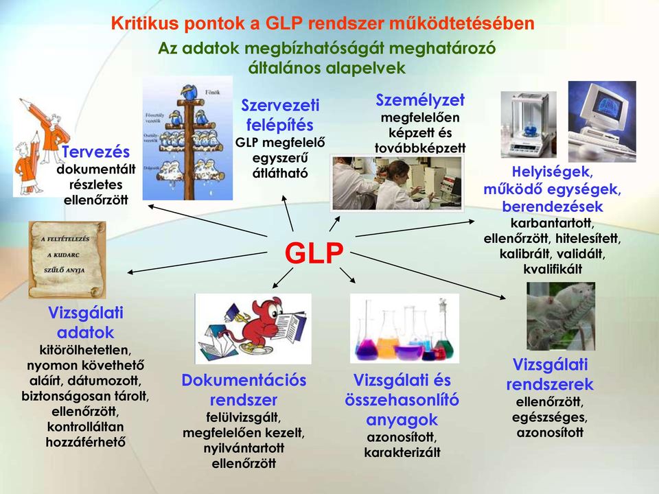 validált, kvalifikált Vizsgálati adatok kitörölhetetlen, nyomon követhető aláírt, dátumozott, biztonságosan tárolt, ellenőrzött, kontrolláltan hozzáférhető Dokumentációs