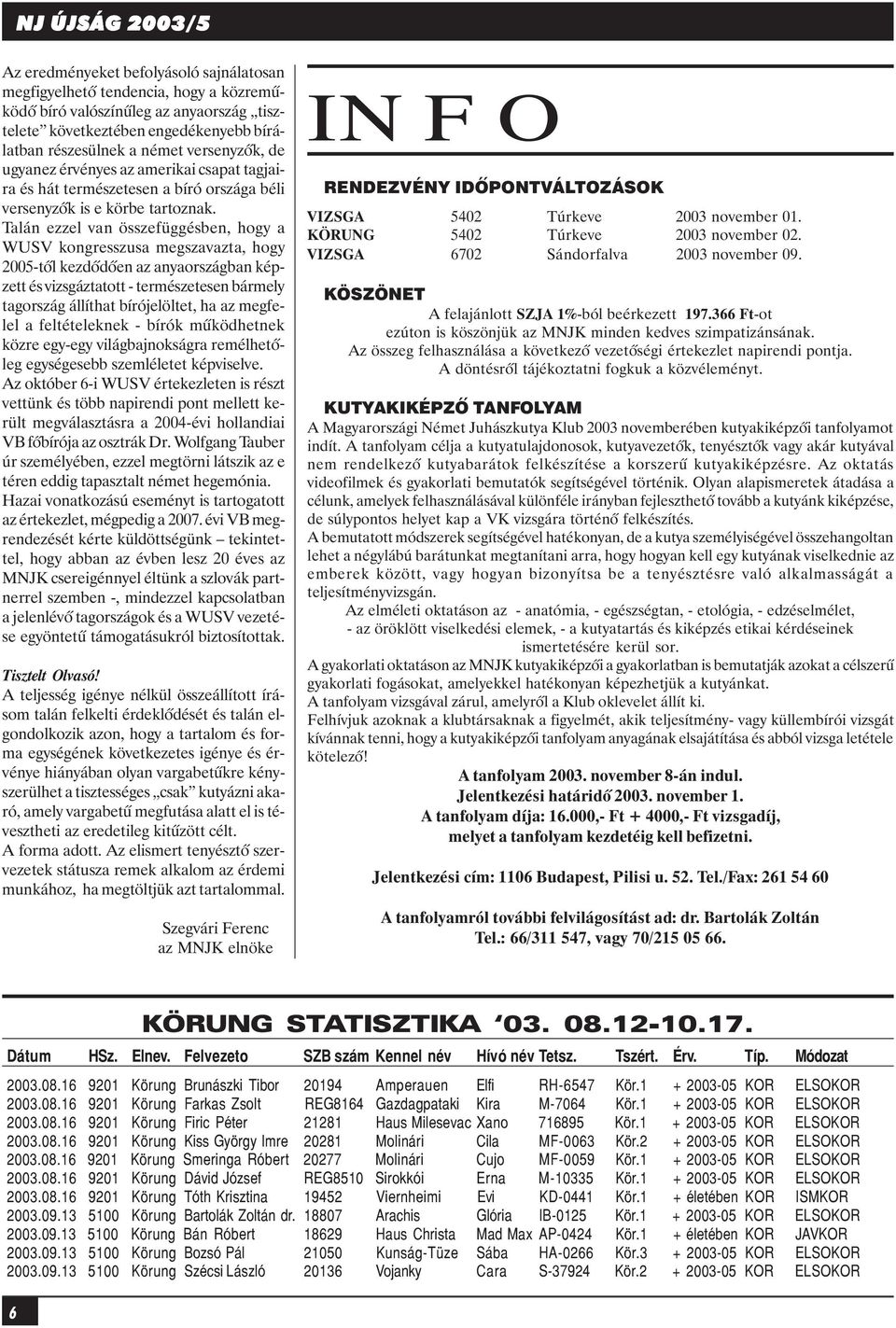 Talán ezzel van összefüggésben, hogy a WUSV kongresszusa megszavazta, hogy 2005-tõl kezdõdõen az anyaországban képzett és vizsgáztatott - természetesen bármely tagország állíthat bírójelöltet, ha az