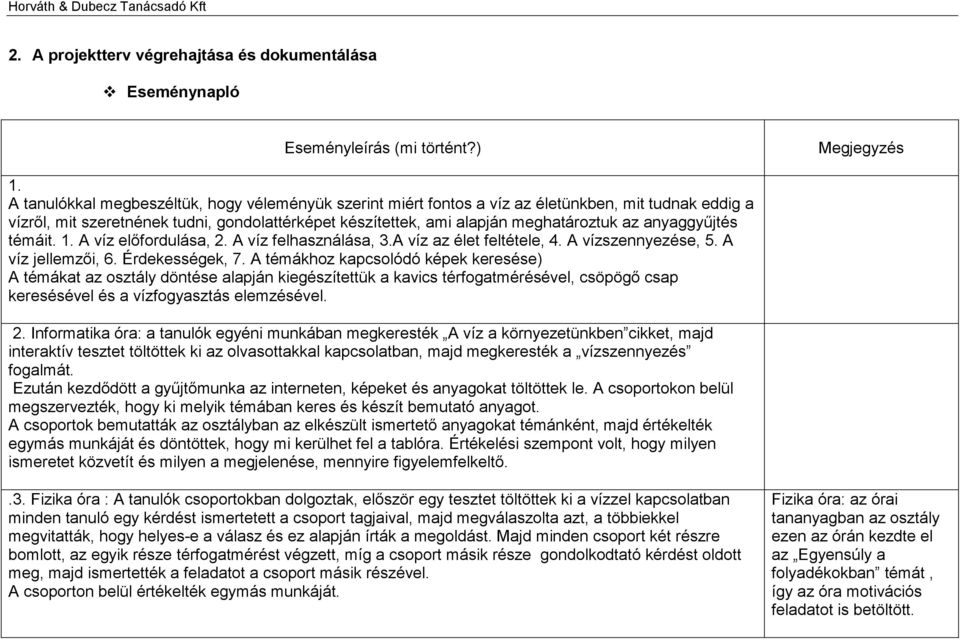 anyaggyűjtés témáit. 1. A víz előfordulása, 2. A víz felhasználása, 3.A víz az élet feltétele, 4. A vízszennyezése, 5. A víz jellemzői, 6. Érdekességek, 7.