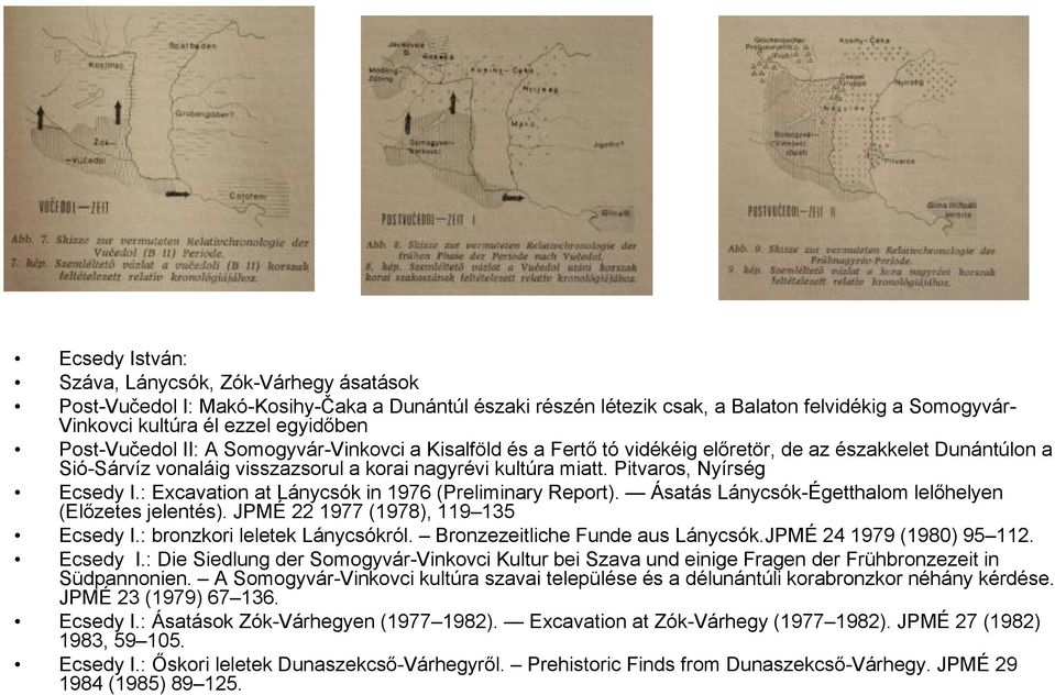 Pitvaros, Nyírség Ecsedy I.: Excavation at Lánycsók in 1976 (Preliminary Report). Ásatás Lánycsók-Égetthalom lelőhelyen (Előzetes jelentés). JPMÉ 22 1977 (1978), 119 135 Ecsedy I.