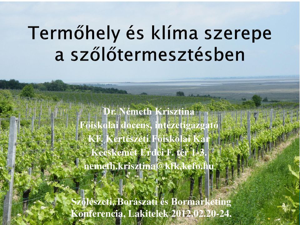 Dr. Németh Krisztina Főiskolai docens, intézetigazgató KF. Kertészeti  Főiskolai Kar Kecskemét Erdei F. tér PDF Free Download