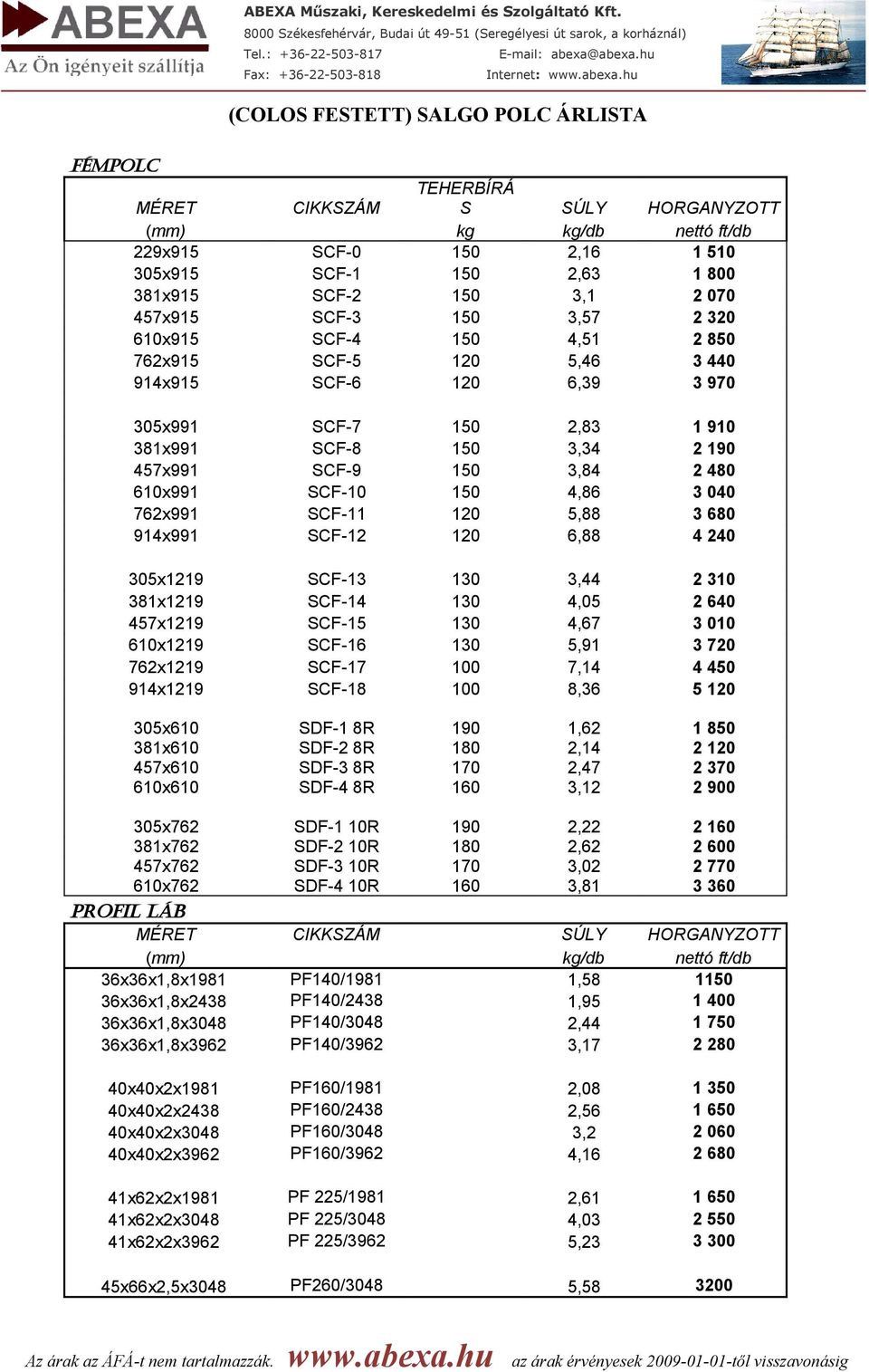 SCF-12 120 6,88 4 240 305x1219 SCF-13 130 3,44 2 310 381x1219 SCF-14 130 4,05 2 640 457x1219 SCF-15 130 4,67 3 010 610x1219 SCF-16 130 5,91 3 720 762x1219 SCF-17 100 7,14 4 450 914x1219 SCF-18 100