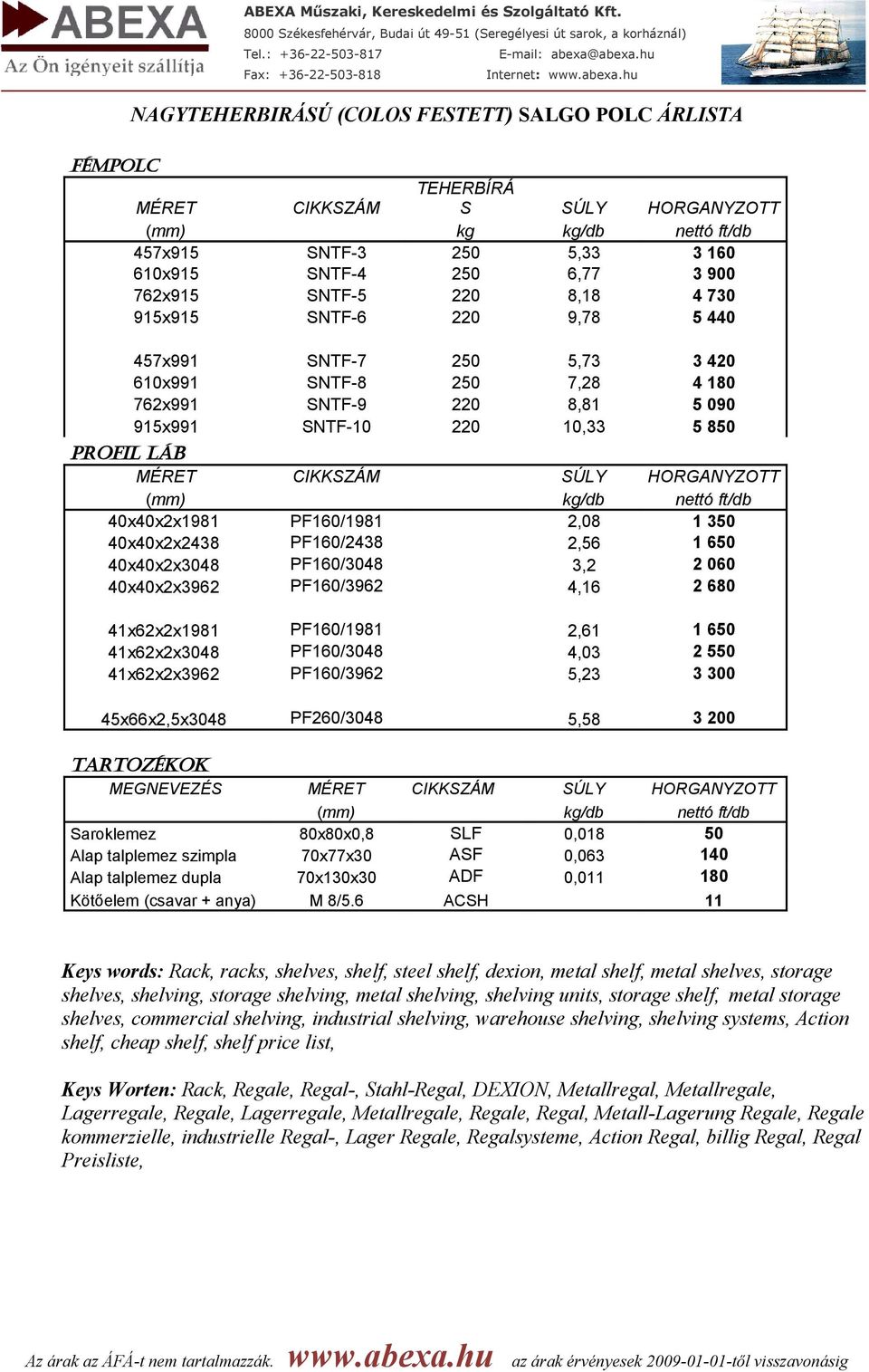 PF160/3048 3,2 2 060 40x40x2x3962 PF160/3962 4,16 2 680 41x62x2x1981 PF160/1981 2,61 1 650 41x62x2x3048 PF160/3048 4,03 2 550 41x62x2x3962 PF160/3962 5,23 3 300 45x66x2,5x3048 PF260/3048 5,58 3 200