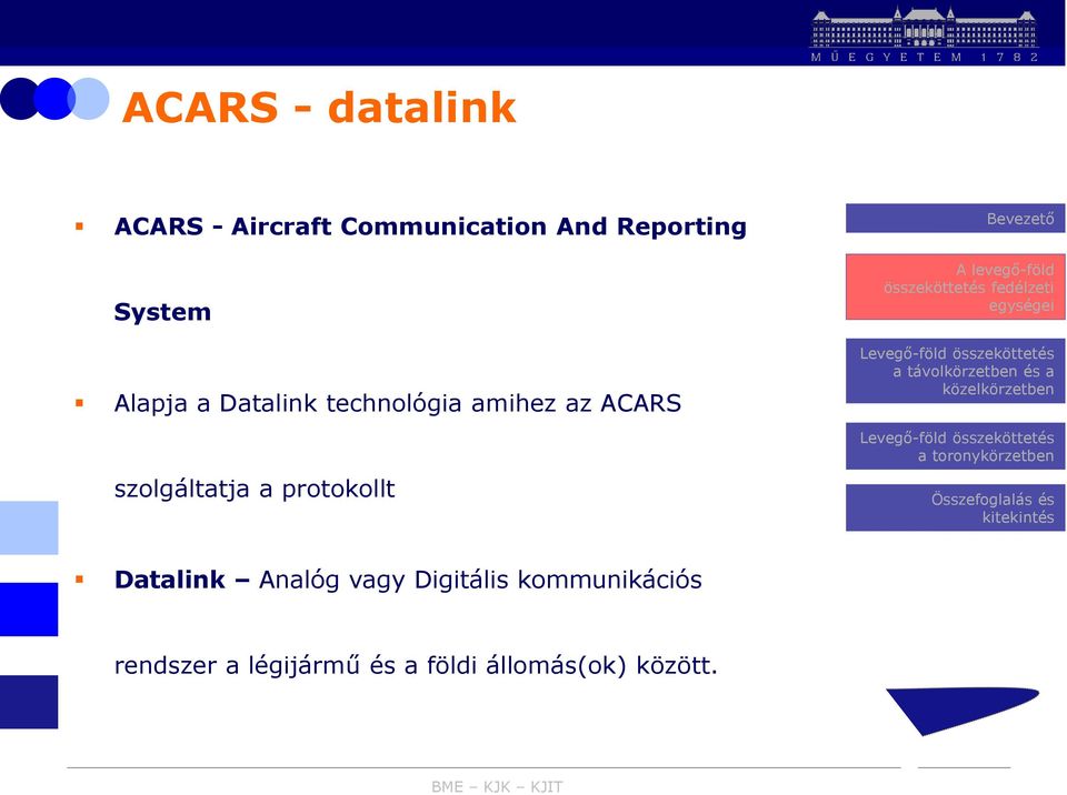 ACARS szolgáltatja a protokollt Datalink Analóg vagy