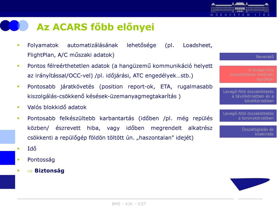 időjárási, ATC engedélyek stb.