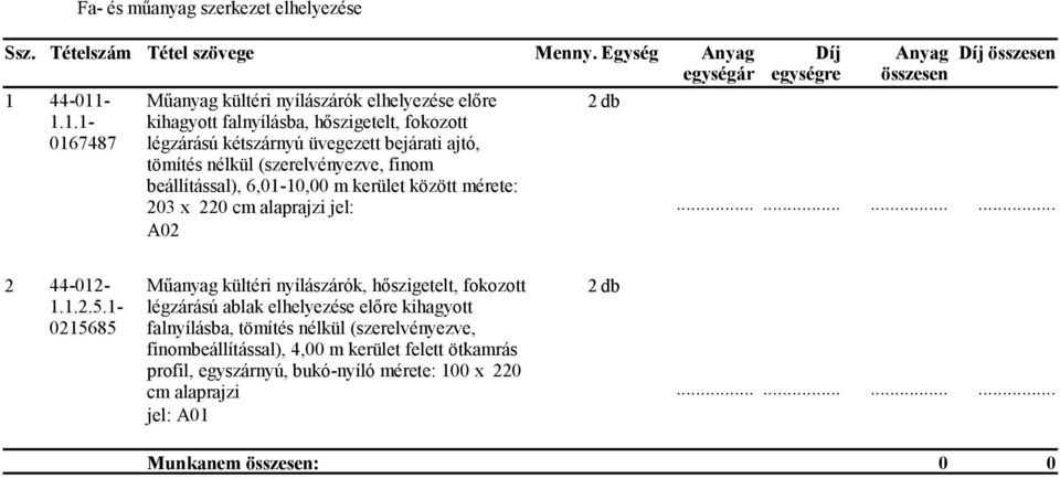 - Műanyag kültéri nyílászárók elhelyezése előre 2 db 1.