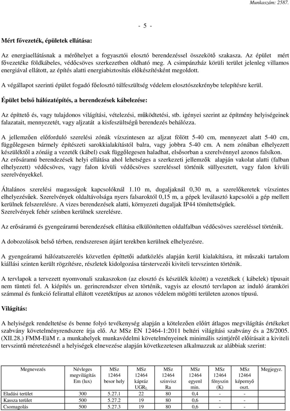 A csimpánzház körüli terület jelenleg villamos energiával ellátott, az építés alatti energiabiztosítás előkészítésként megoldott.