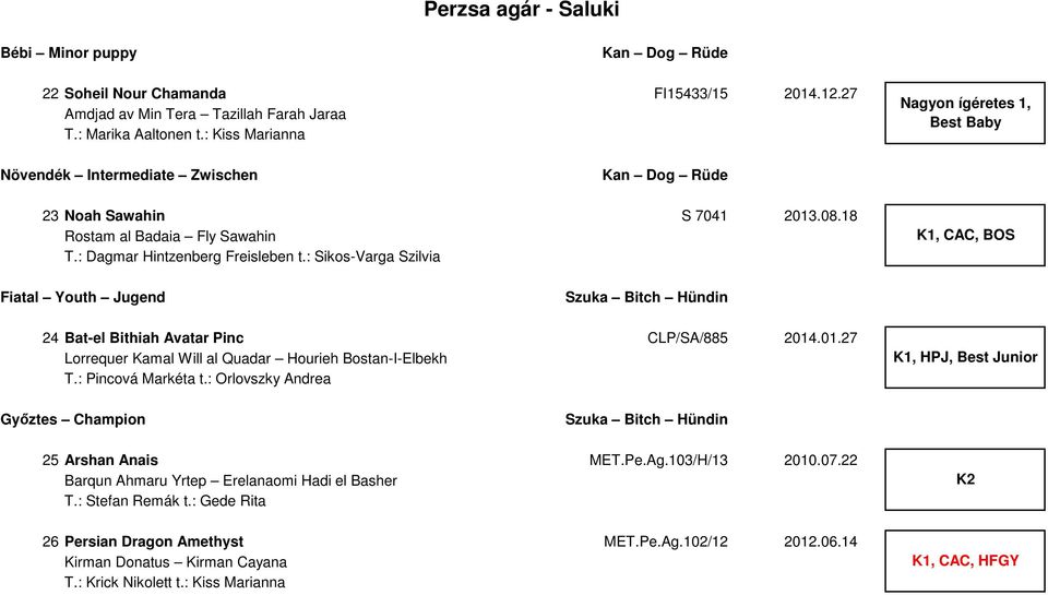 : Sikos-Varga Szilvia, BOS 24 Bat-el Bithiah Avatar Pinc CLP/SA/885 2014.01.27 Lorrequer Kamal Will al Quadar Hourieh Bostan-I-Elbekh T.: Pincová Markéta t.