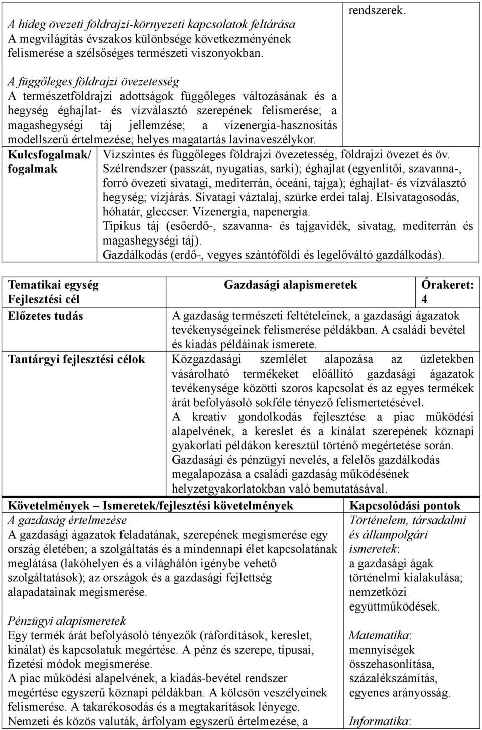 vízenergia-hasznosítás modellszerű értelmezése; helyes magatartás lavinaveszélykor. Kulcsfogalmak/ fogalmak Vízszintes és függőleges földrajzi övezetesség, földrajzi övezet és öv.