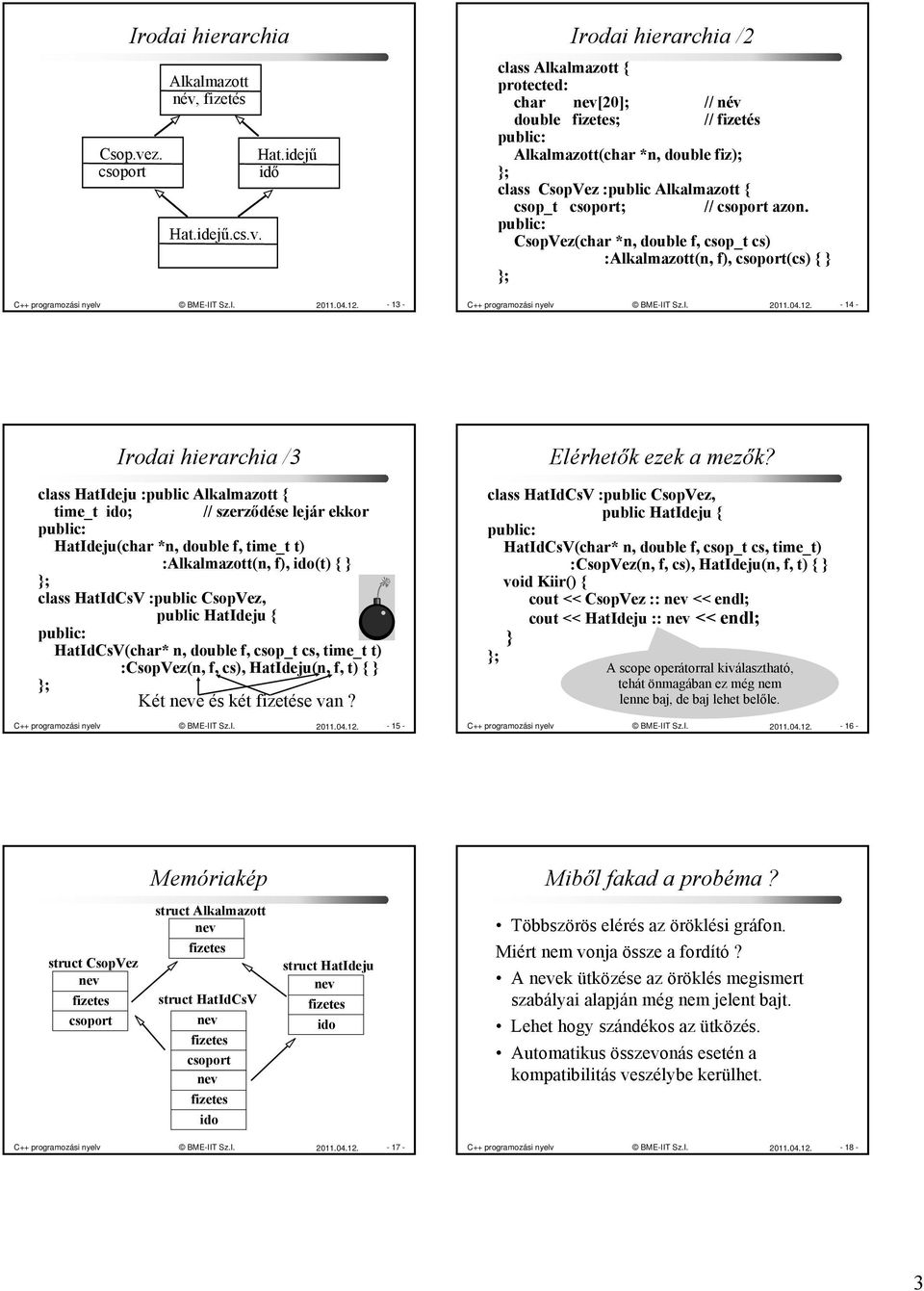 Programozás alapjai II. (9. ea) C++ többszörös öröklés, cast, perzisztencia  - PDF Free Download