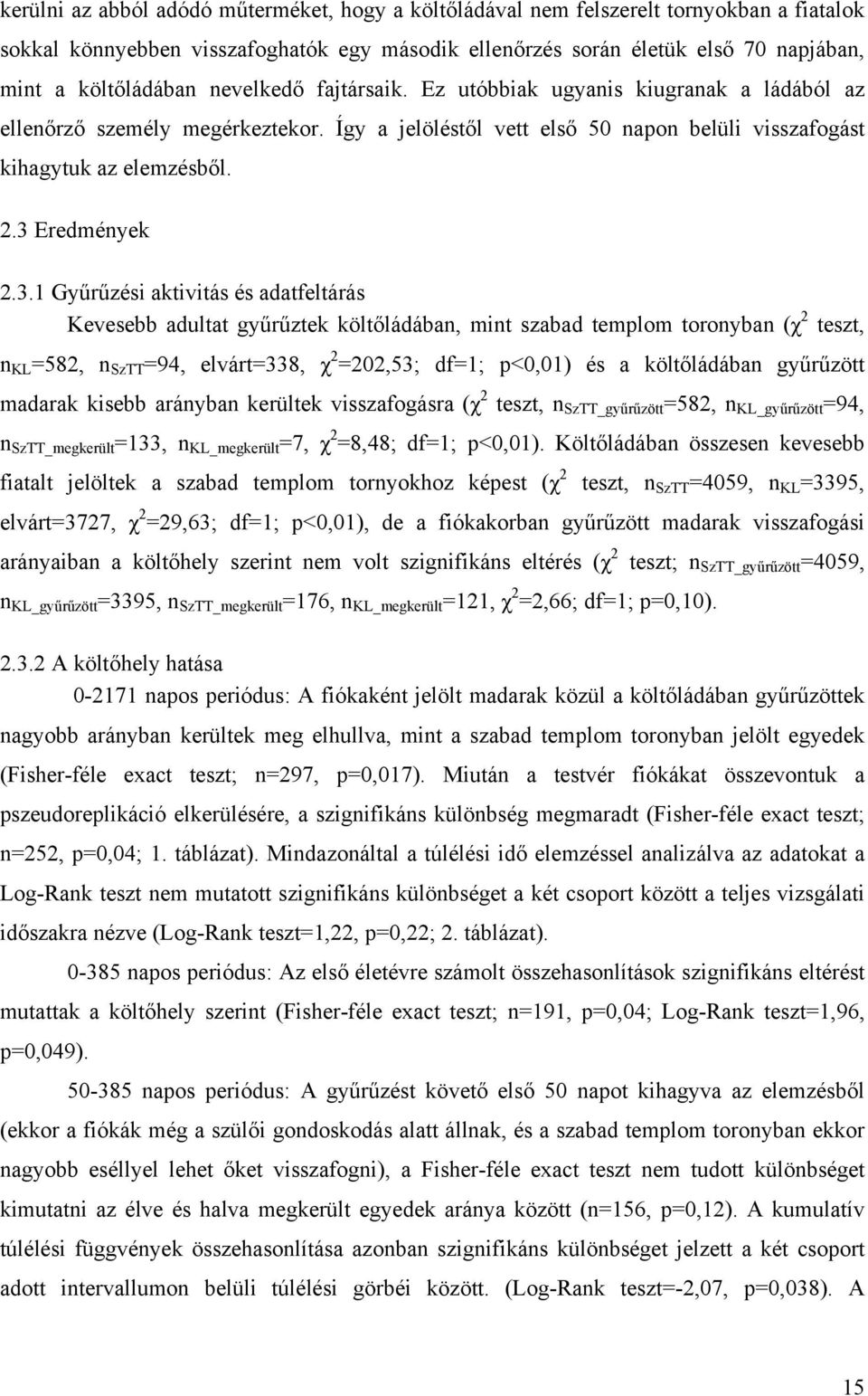 Eredmények 2.3.