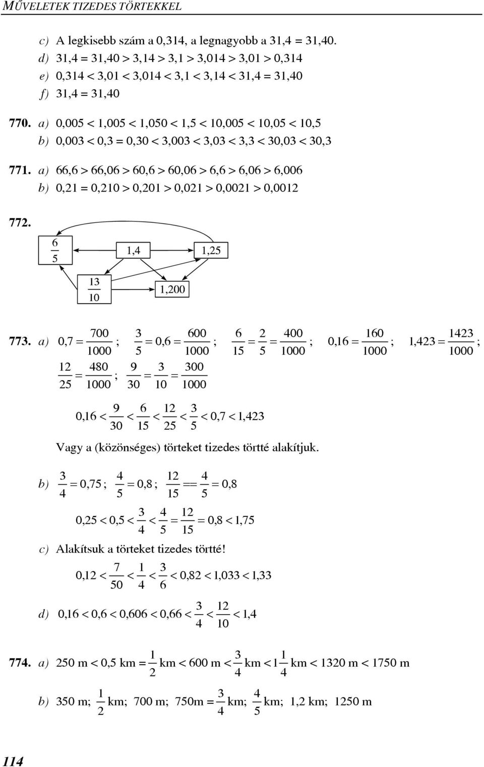 a) 66,6 > 66,06 > 60,6 > 60,06 > 6,6 > 6,06 > 6,006 b) 0,21 = 0,210 > 0,201 > 0,021 > 0,0021 > 0,0012 772. 6 13 10 700 773.