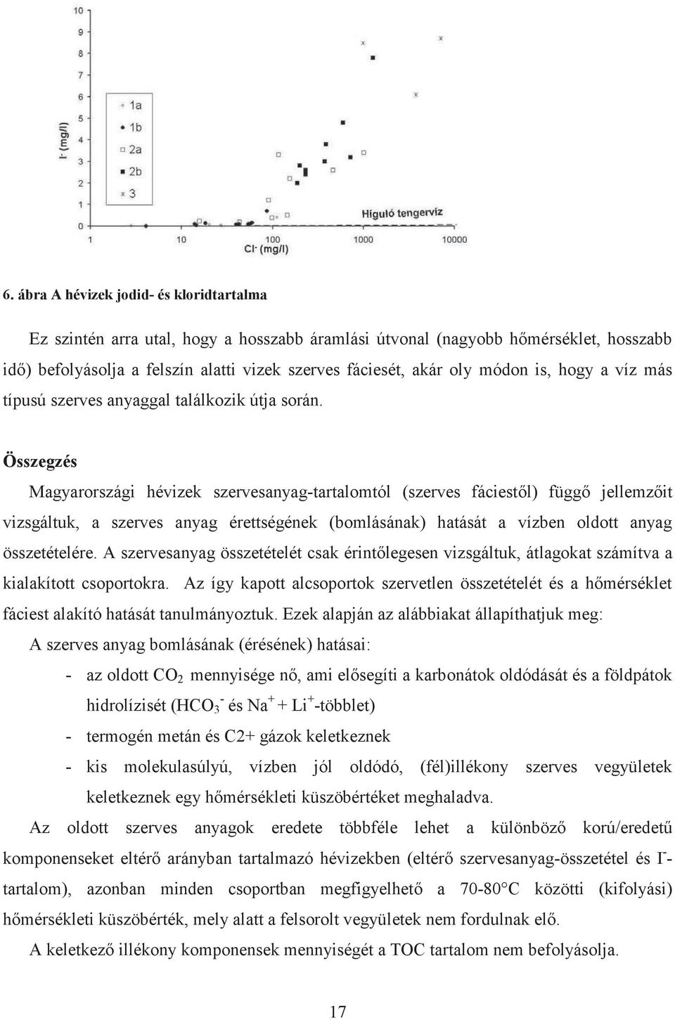 Összegzés Magyarországi hévizek szervesanyag-tartalomtól (szerves fáciestl) függ jellemzit vizsgáltuk, a szerves anyag érettségének (bomlásának) hatását a vízben oldott anyag összetételére.