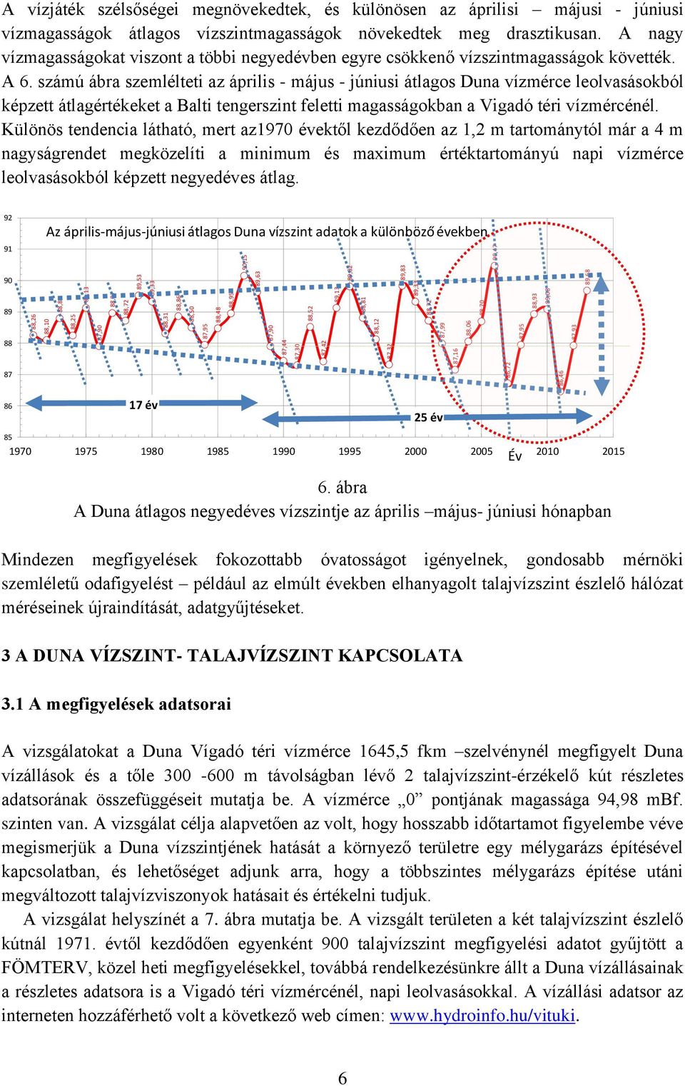 drasztikusan. A nagy vízmagasságokat viszont a többi negyedévben egyre csökkenő vízszintmagasságok követték. A 6.