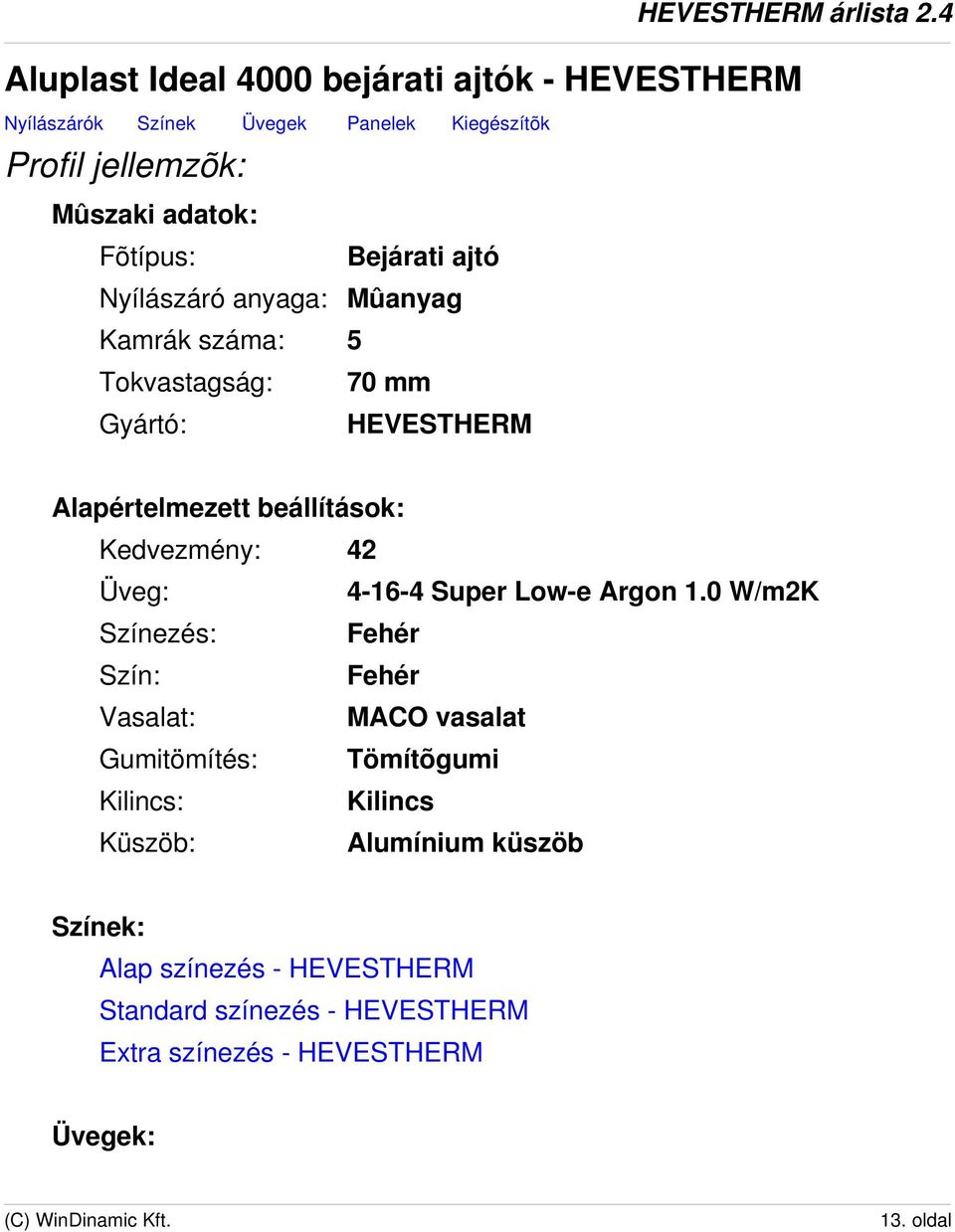 42 Üveg: 4-16-4 Super Low-e Argon 1.