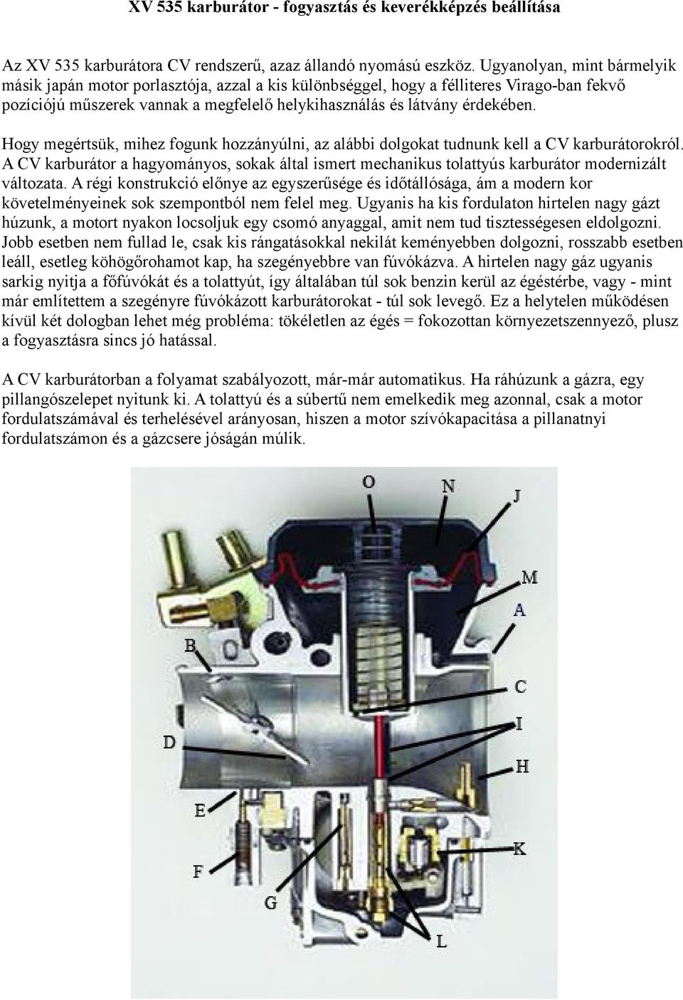 XV 535 karburátor - fogyasztás és keverékképzés beállítása - PDF Free  Download
