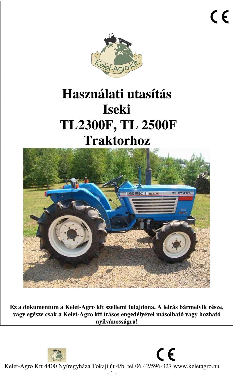 Használati utasítás Iseki TL2300F, TL 2500F Traktorhoz - PDF Ingyenes  letöltés