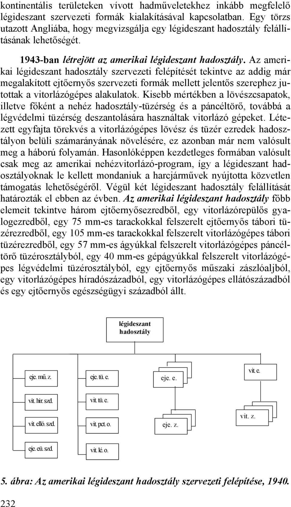 Az amerikai légideszant hadosztály szervezeti felépítését tekintve az addig már megalakított ejtőernyős szervezeti formák mellett jelentős szerephez jutottak a vitorlázógépes alakulatok.