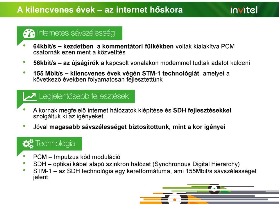 kornak megfelelő internet hálózatok kiépítése és SDH fejlesztésekkel szolgáltuk ki az igényeket.