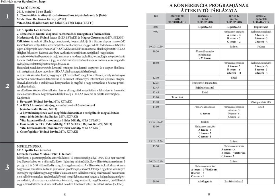 Tétényi István (MTA SZTAKI) és Magyar Zsuzsanna (MTA SZTAKI) Célkitűzés: A szekció célja, hogy bemutassuk, hogyan alakítja át a bizalmi alapon szerveződő kutatóhálózati szolgáltatási szövetségeket