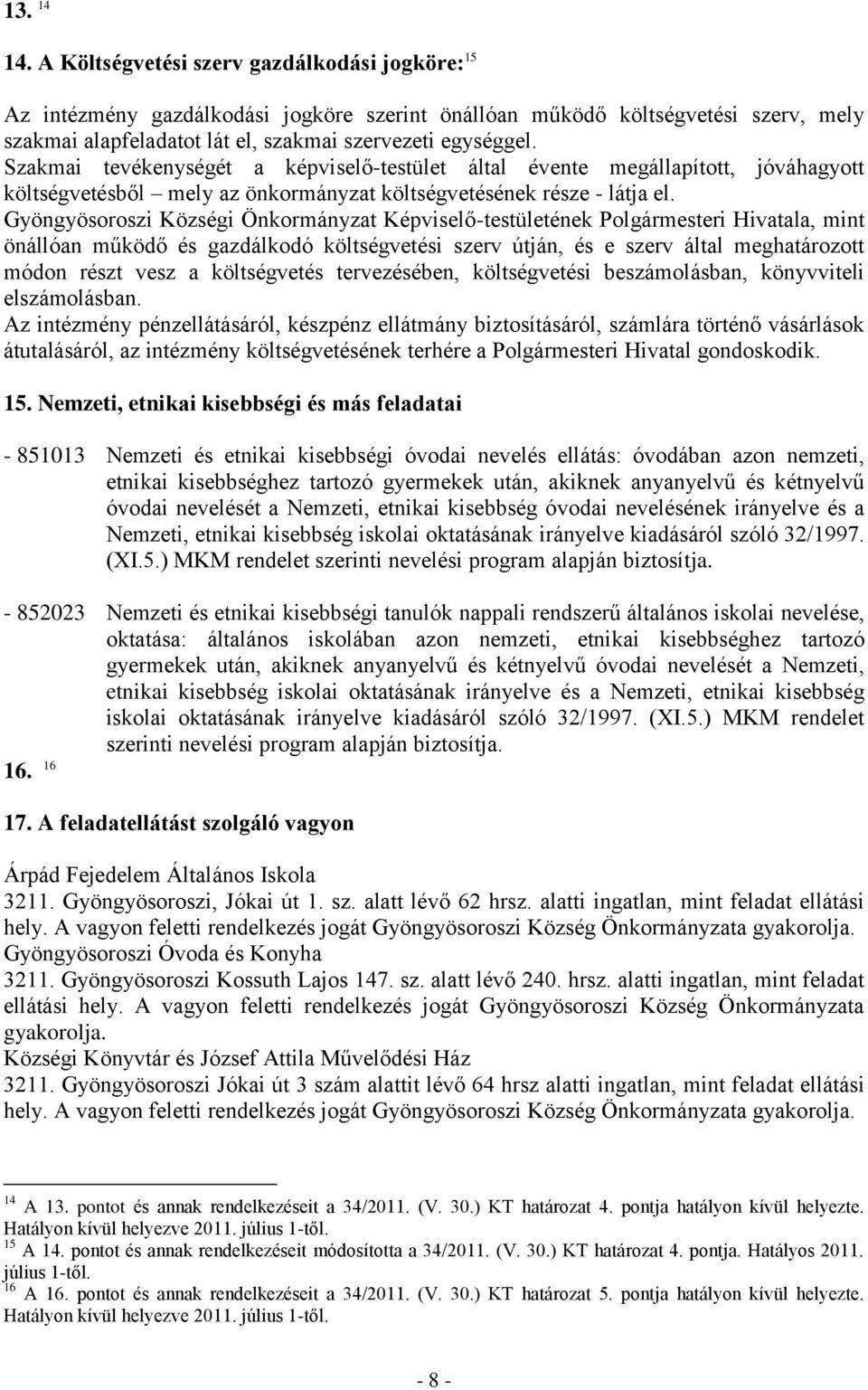 Szakmai tevékenységét a képviselő-testület által évente megállapított, jóváhagyott költségvetésből mely az önkormányzat költségvetésének része - látja el.