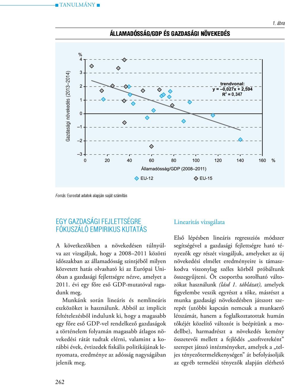 nézve, amelyet a 2011. évi egy főre eső GDP-mutatóval ragadunk meg. Munkánk során lineáris és nemlineáris eszközöket is használunk.