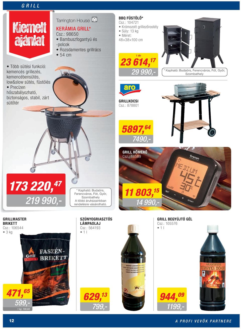 : 878801 * Kapható: Budaörs, Ferencváros, Fót, Győr, Szombathely 5897, 64 7490,- GRILL HŐMÉRŐ Csz.