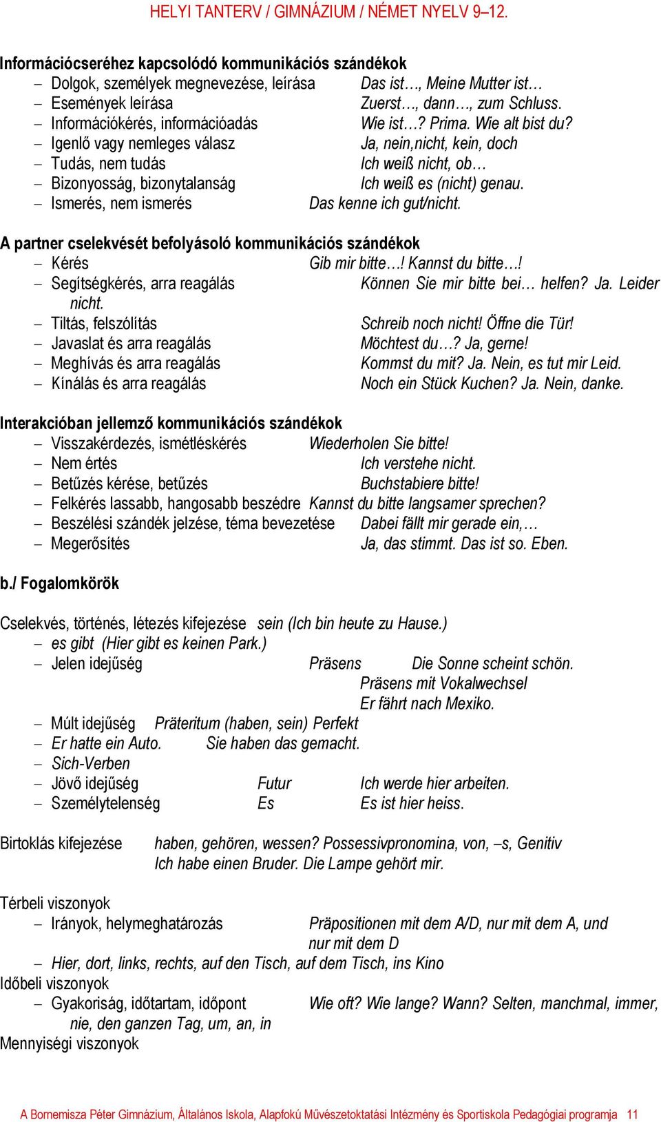 - Igenlő vagy nemleges válasz Ja, nein,nicht, kein, doch - Tudás, nem tudás Ich weiß nicht, ob - Bizonyosság, bizonytalanság Ich weiß es (nicht) genau. - Ismerés, nem ismerés Das kenne ich gut/nicht.