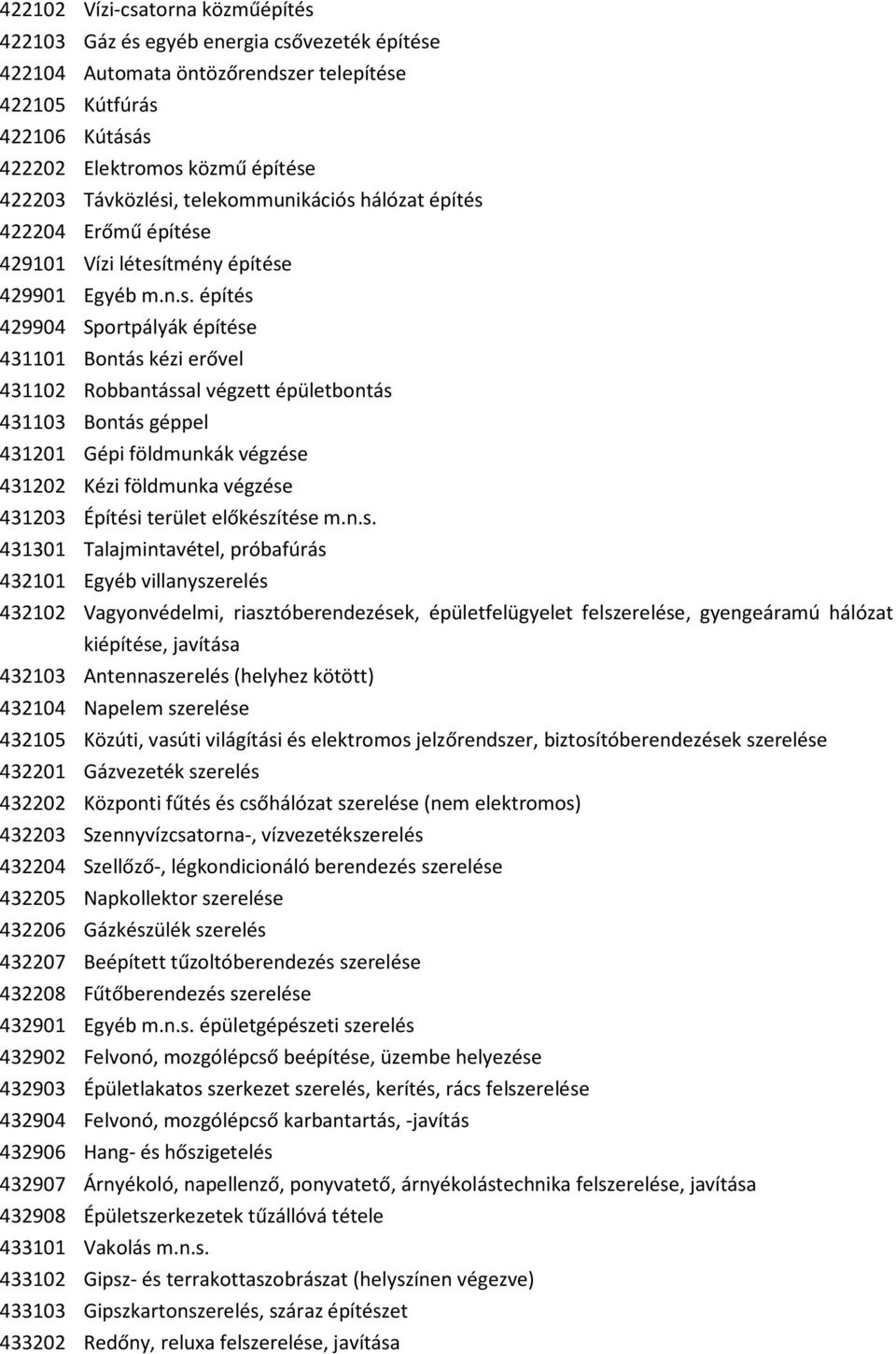 Önálló Vállalkozások Tevékenységi Jegyzékéből - Nem agrárgazdasági  tevékenységek - PDF Ingyenes letöltés