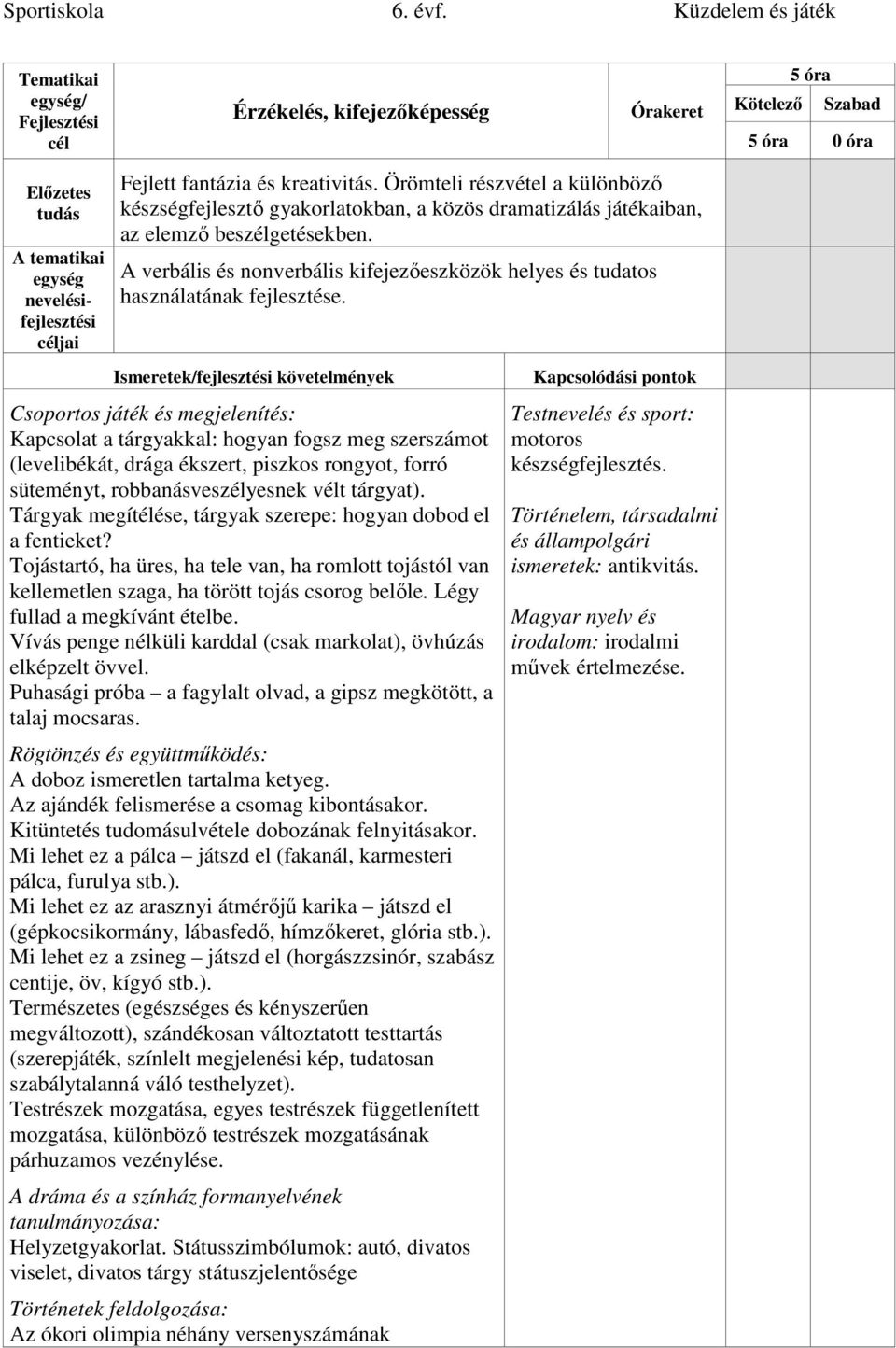 A verbális és nonverbális kifejezőeszközök helyes és tudatos használatának fejlesztése.