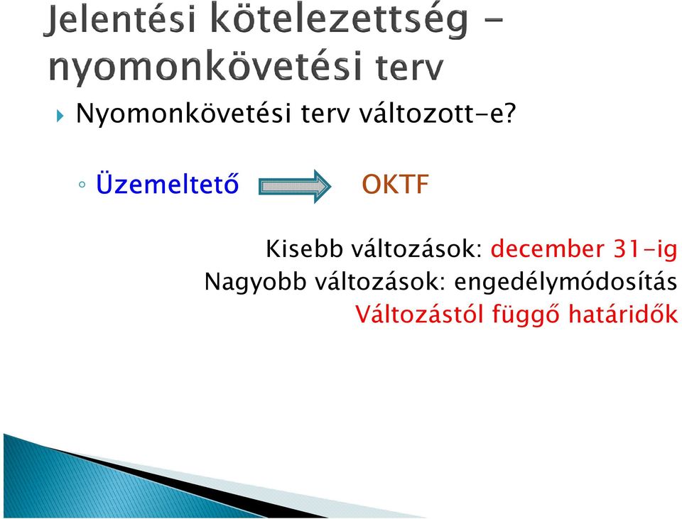 31-ig Kisebb változások: december 31-ig