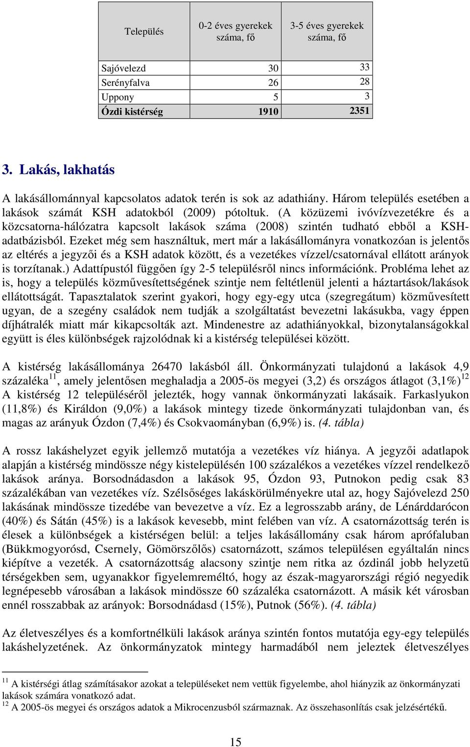 (A közüzemi ivóvízvezetékre és a közcsatorna-hálózatra kapcsolt lakások száma (2008) szintén tudható ebből a KSHadatbázisból.