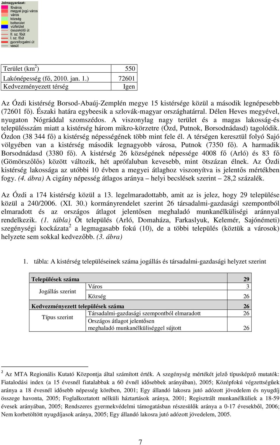 A viszonylag nagy terület és a magas lakosság-és településszám miatt a kistérség három mikro-körzetre (Ózd, Putnok, Borsodnádasd) tagolódik.