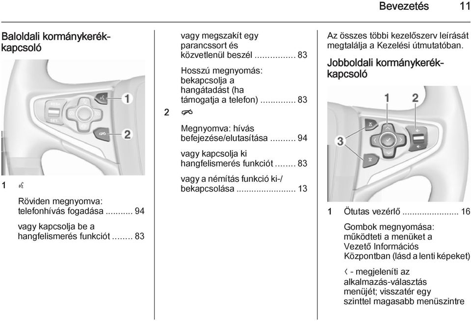 .. 94 vagy kapcsolja ki hangfelismerés funkciót... 83 vagy a némítás funkció ki-/ bekapcsolása... 13 Az összes többi kezelőszerv leírását megtalálja a Kezelési útmutatóban.