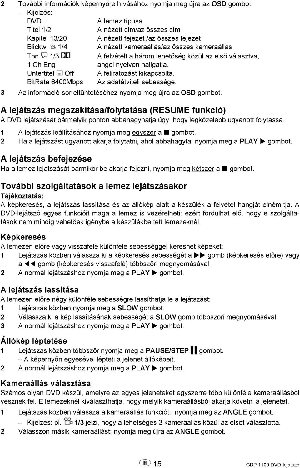 BitRate 6400Mbps Az adatátviteli sebessége. 3 Az információ-sor eltüntetéséhez nyomja meg újra az OSD gombot.