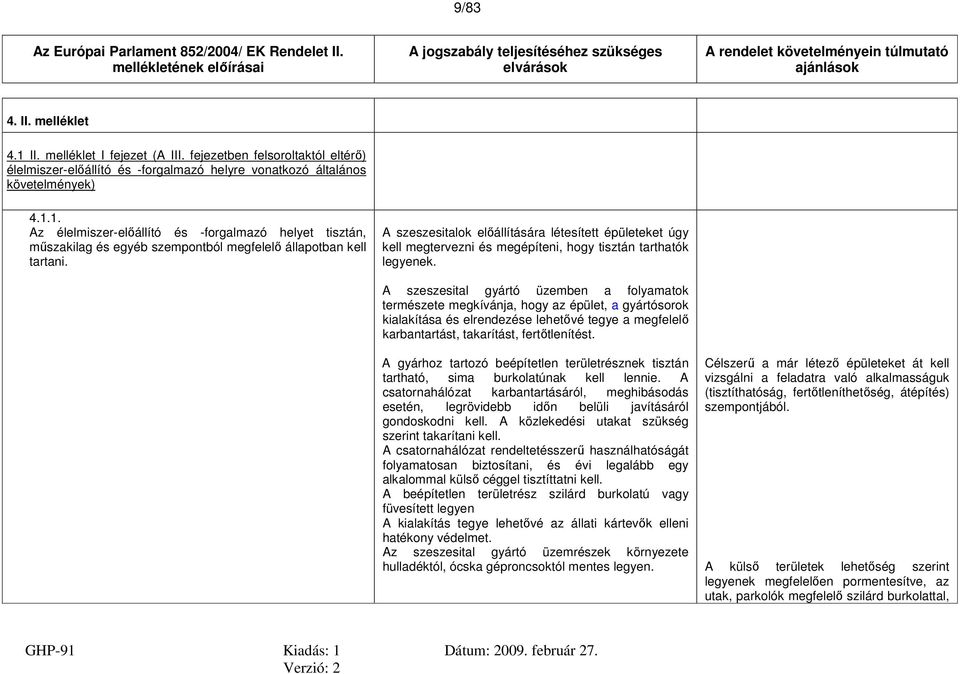 A szeszesital gyártó üzemben a folyamatok természete megkívánja, hogy az épület, a gyártósorok kialakítása és elrendezése lehetővé tegye a megfelelő karbantartást, takarítást, fertőtlenítést.