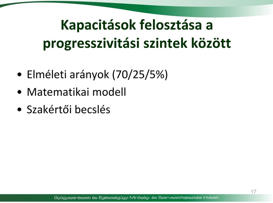 között Elméleti arányok