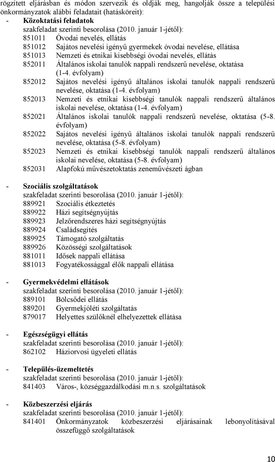 évfolyam) 852012 Sajátos nevelési igényű általános iskolai tanulók nappali rendszerű nevelése, oktatása (1-4.