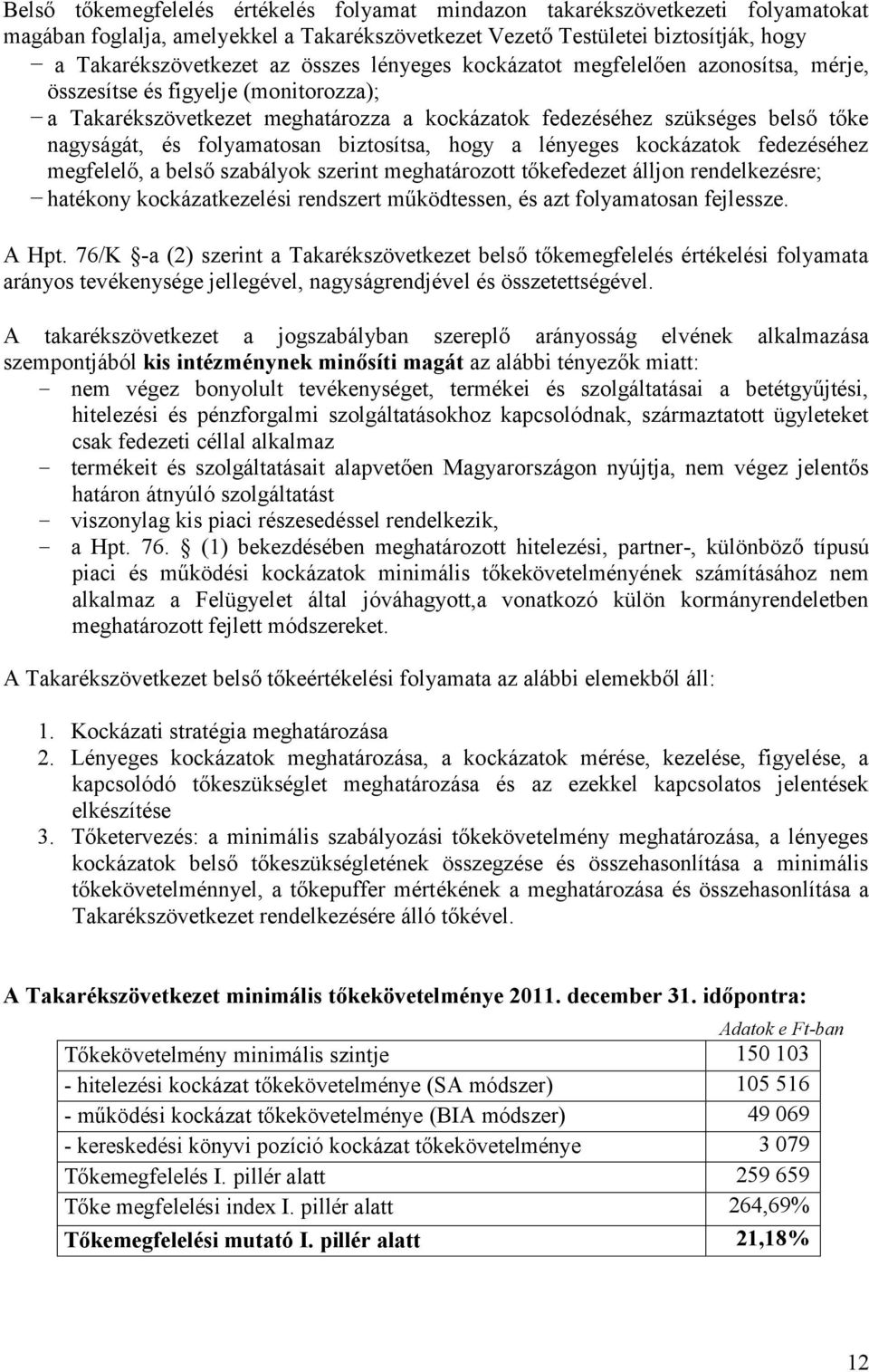 biztosítsa, hogy a lényeges kockázatok fedezéséhez megfelelő, a belső szabályok szerint meghatározott tőkefedezet álljon rendelkezésre; hatékony kockázatkezelési rendszert működtessen, és azt