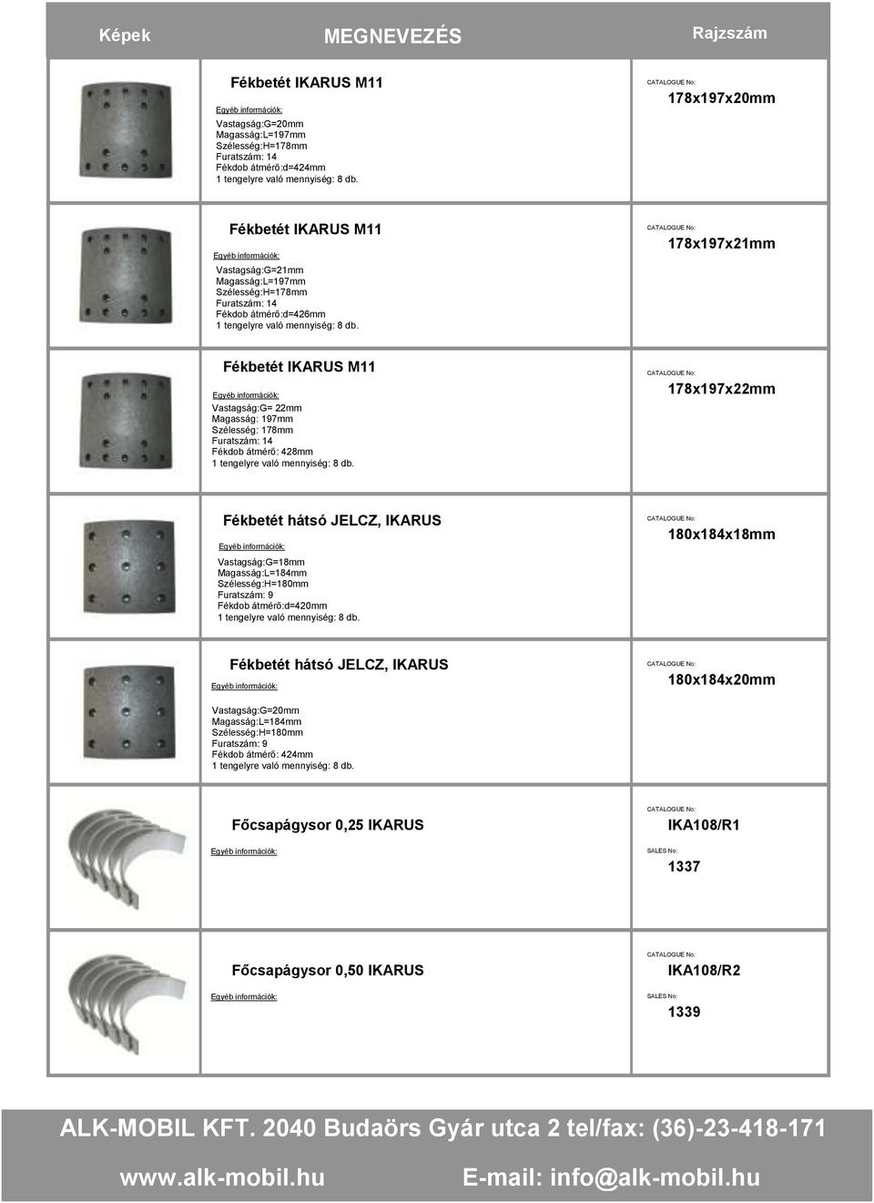 178x197x21mm Fékbetét IKARUS M11 Vastagság:G= 22mm Magasság: 197mm Szélesség: 178mm Furatszám: 14 Fékdob átmérő: 428mm 1 tengelyre való mennyiség: 8 db.