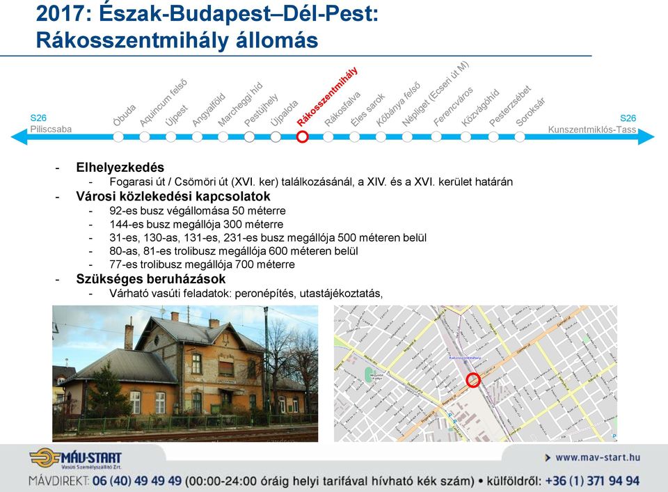 kerület határán - Városi közlekedési kapcsolatok - 92-es busz végállomása 50 méterre - 144-es busz megállója 300 méterre -