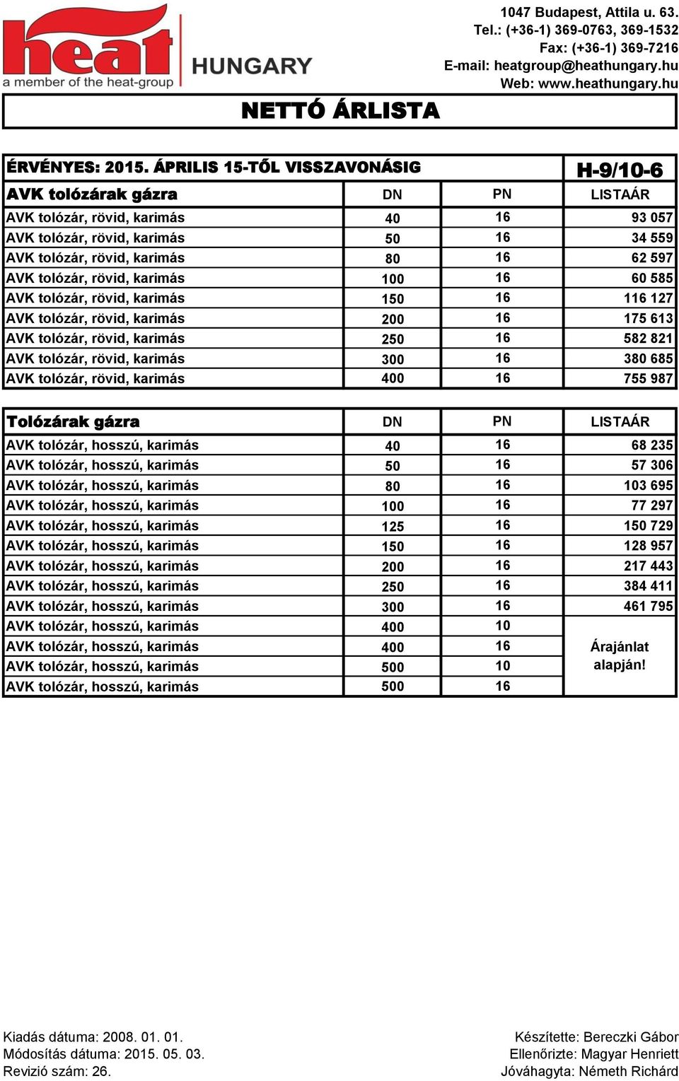 rövid, karimás 100 16 60 585 AVK tolózár, rövid, karimás 150 16 116 127 AVK tolózár, rövid, karimás 200 16 175 613 AVK tolózár, rövid, karimás 250 16 582 821 AVK tolózár, rövid, karimás 300 16 380