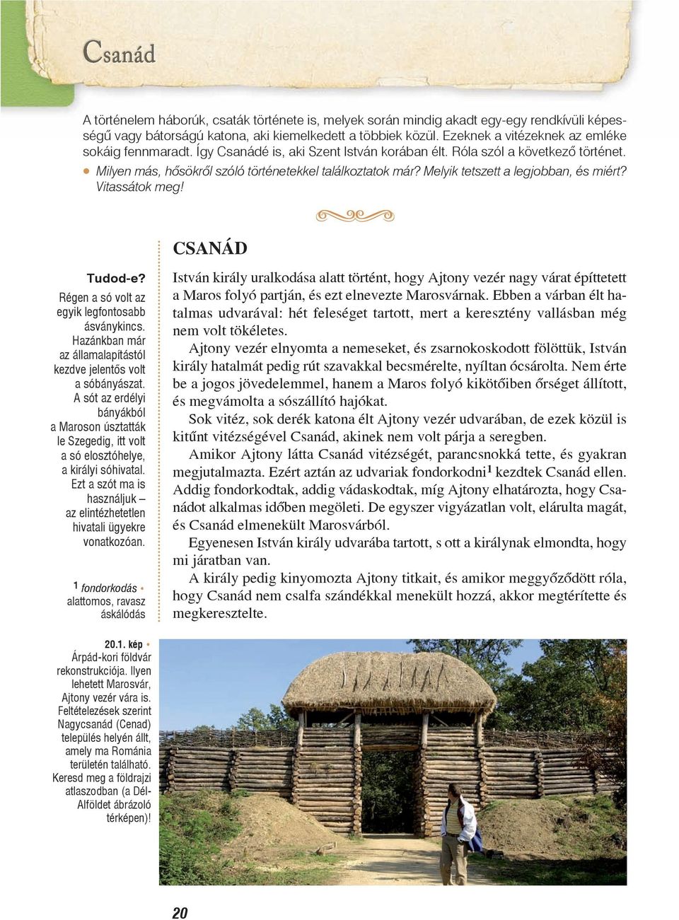 Melyik tetszett a legjobban, és miért? Vitassátok meg! CSANÁD Tudod-e? Régen a só volt az egyik legfontosabb ásványkincs. Hazánkban már az államalapítástól kezdve jelentõs volt a sóbányászat.