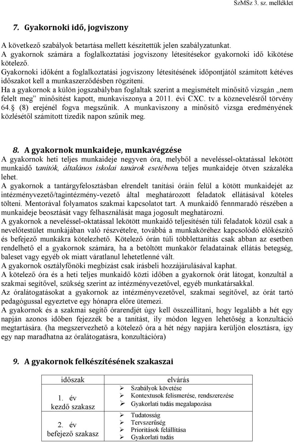 Gyakornoki időként a foglalkoztatási jogviszony létesítésének időpontjától számított kétéves időszakot kell a munkaszerződésben rögzíteni.