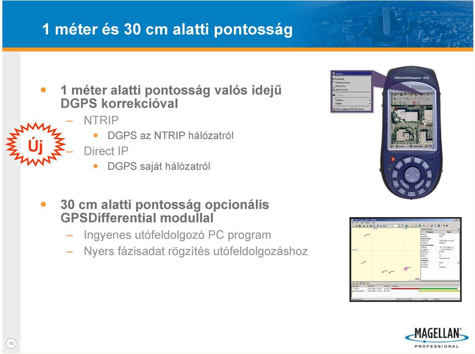 hálózatról 30 cm alatti pontosság opcionális GPSDifferential modullal