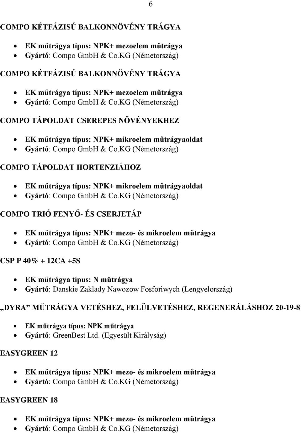 12CA +5S EK műtrágya típus: N műtrágya Gyártó: Danskie Zaklady Nawozow Fosforiwych (Lengyelország) DYRA MŰTRÁGYA VETÉSHEZ, FELÜLVETÉSHEZ, REGENERÁLÁSHOZ 20-19-8